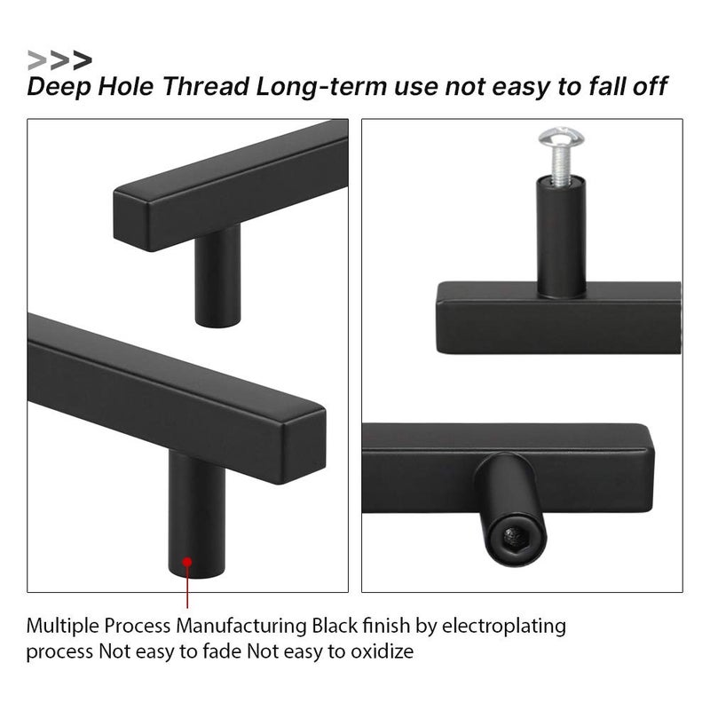 Peaha 3 Cabinet Handles Black Kitchen Cabinet Pulls Black 10 Pack PHJ22BK 76mm Cabinet Pulls Matte Black Desk Drawer Handles for Bedroom, Closet, Wardrobe - Image 3